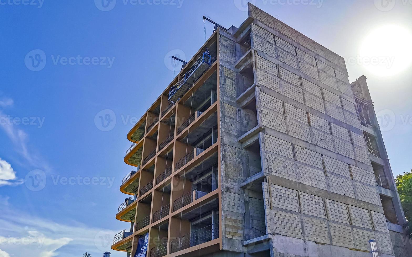 Build a hotel complex construction sites Playa del Carmen Mexico. photo