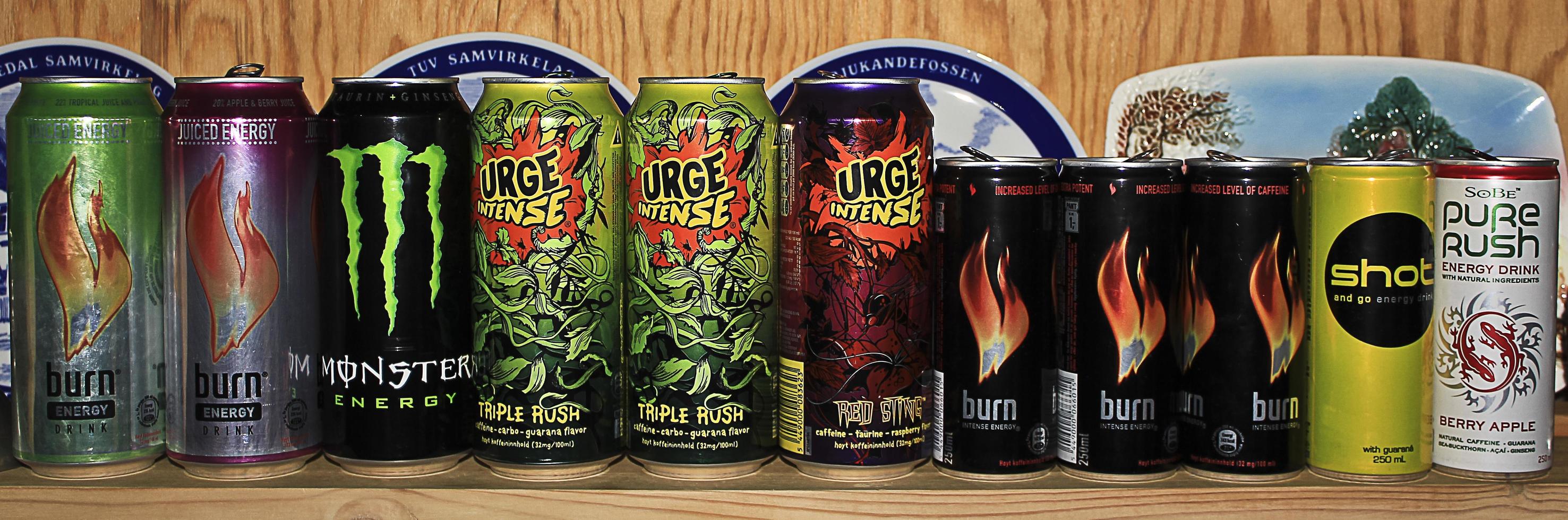 Hemsedal Viken Norway 2010 Norwegian energy drinks cans in Hemsedal Norway. photo
