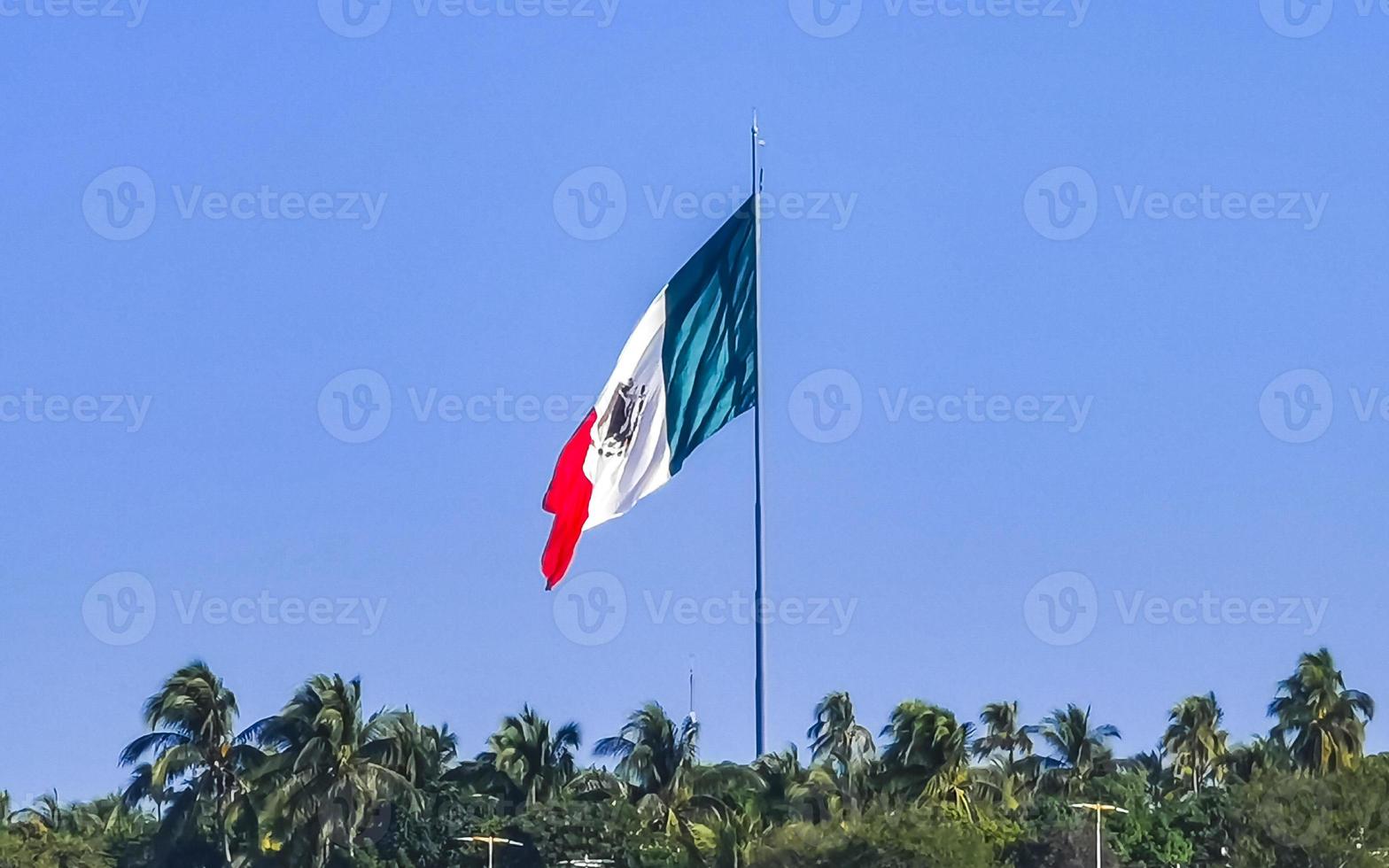Mexican green white red flag in Zicatela Puerto Escondido Mexico. photo