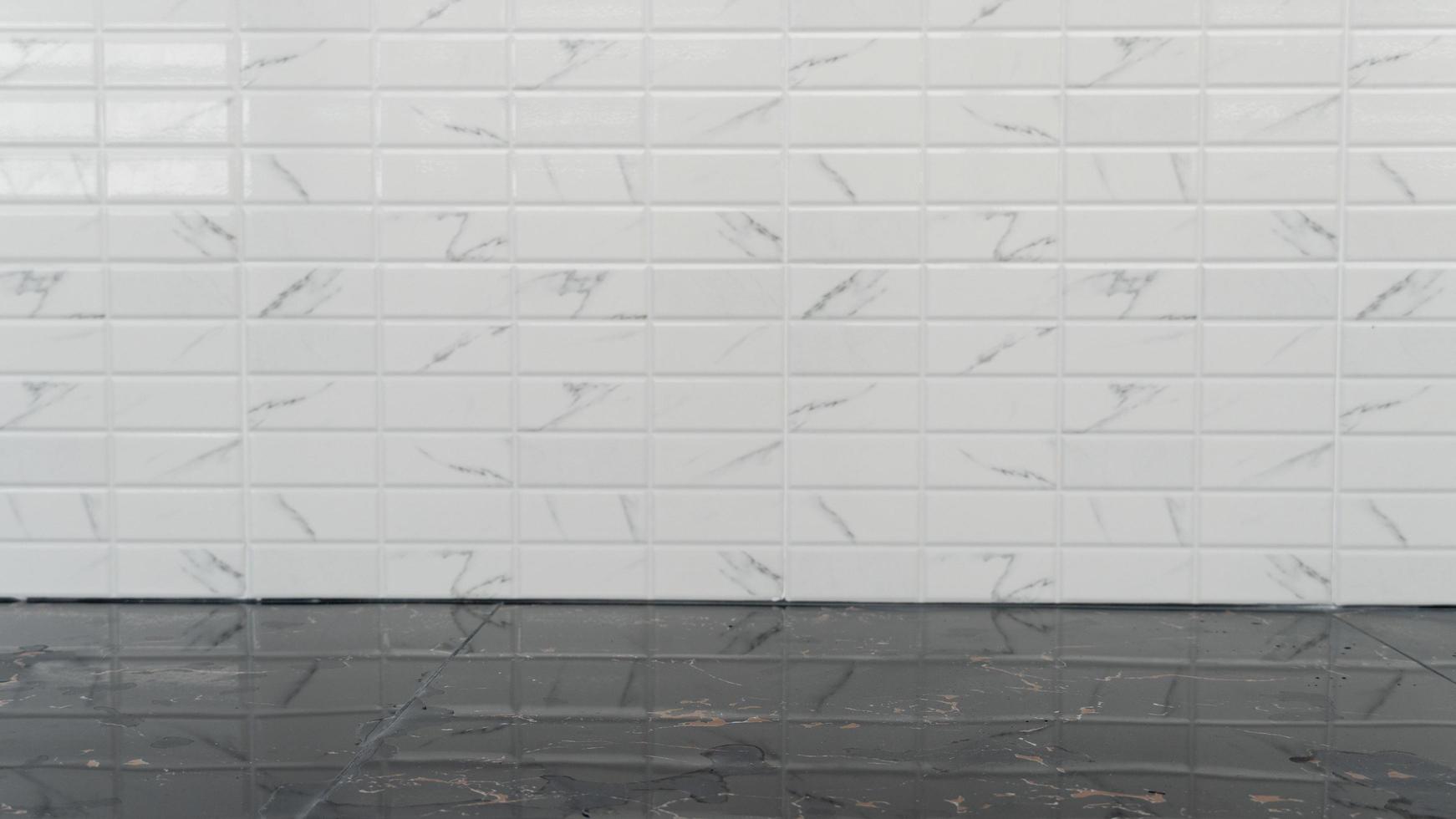 Abstract background of shiny black patterned tiles. with blurred of white tiles color. photo