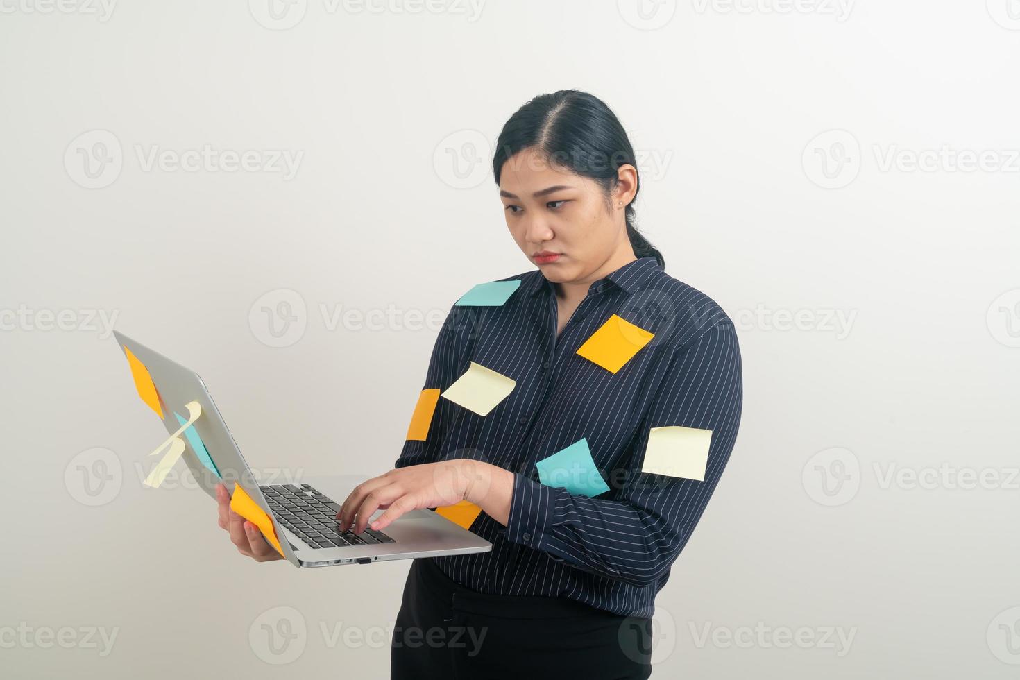 Asian business woman stress from hard work photo