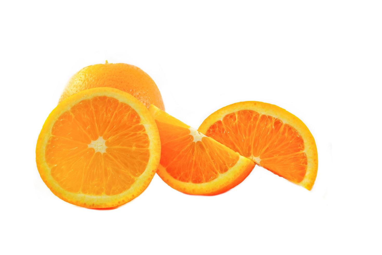 Fresh orange fruit slice isolate on white background photo