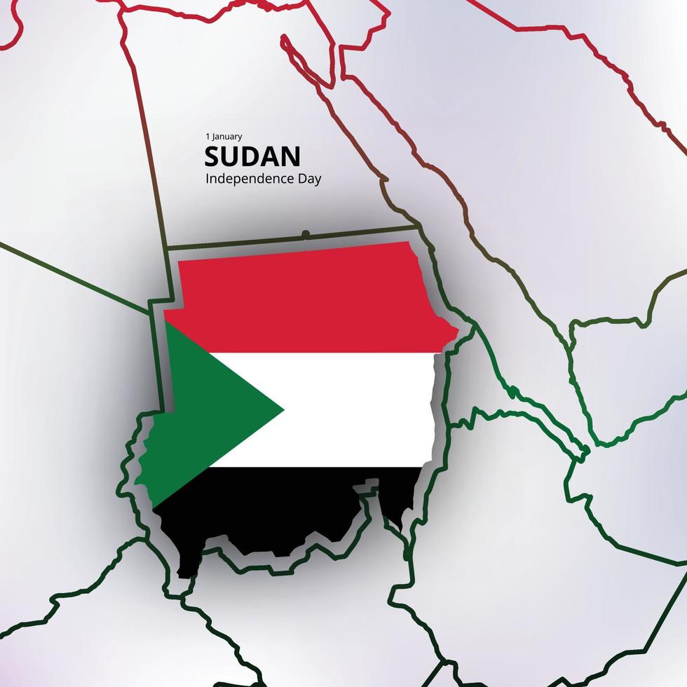 happy independence day of sudan, map, flag vector