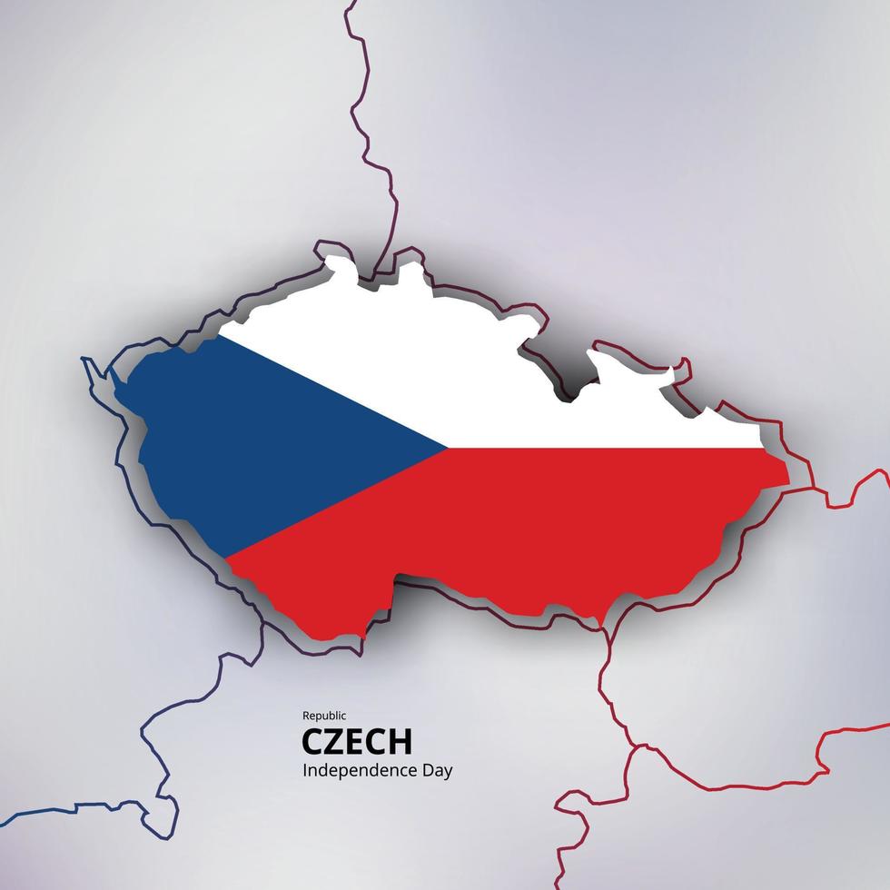 happy independence day of republic czech, map, flag vector