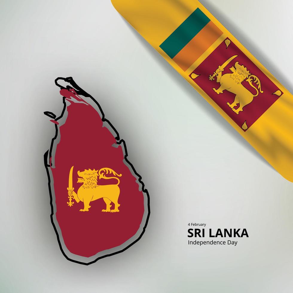 happy independence day of sri lanka, map, flag vector