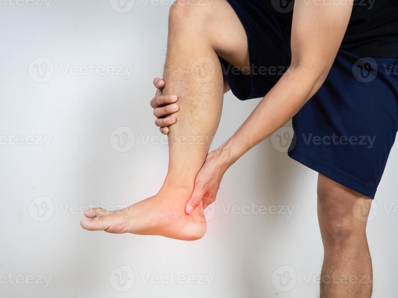 Man hold his ankle foot hurt form walking,Man hurt ankle feet photo