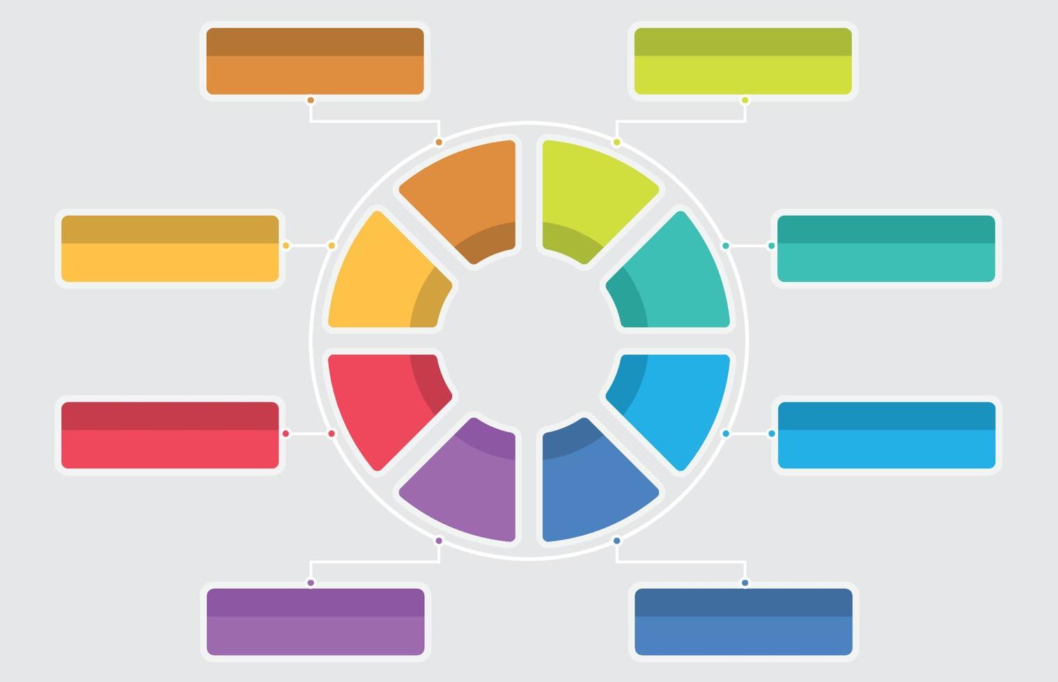 plantilla infográfica de 8 círculos tema de diagrama moderno, vector infográfico de presentación