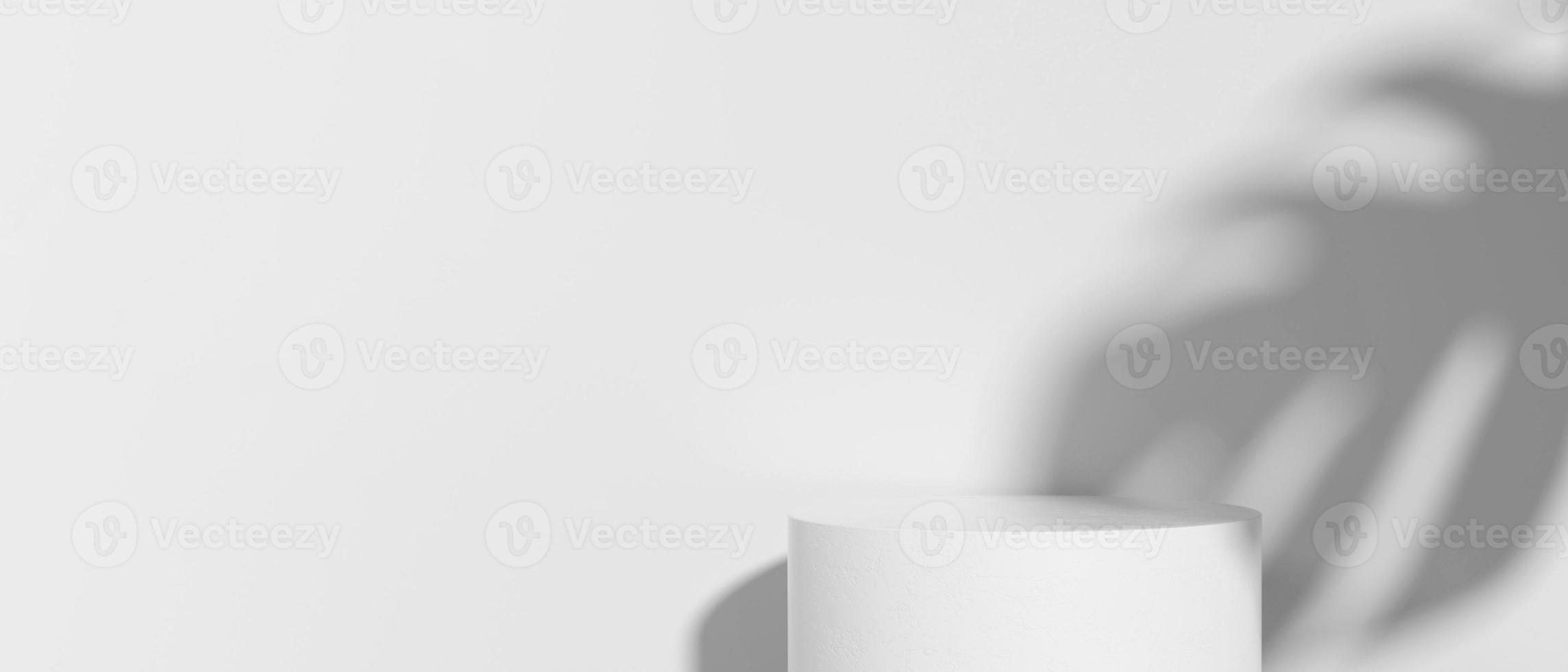 Platform podium with natural light on white background for product display. Empty podium platform. photo