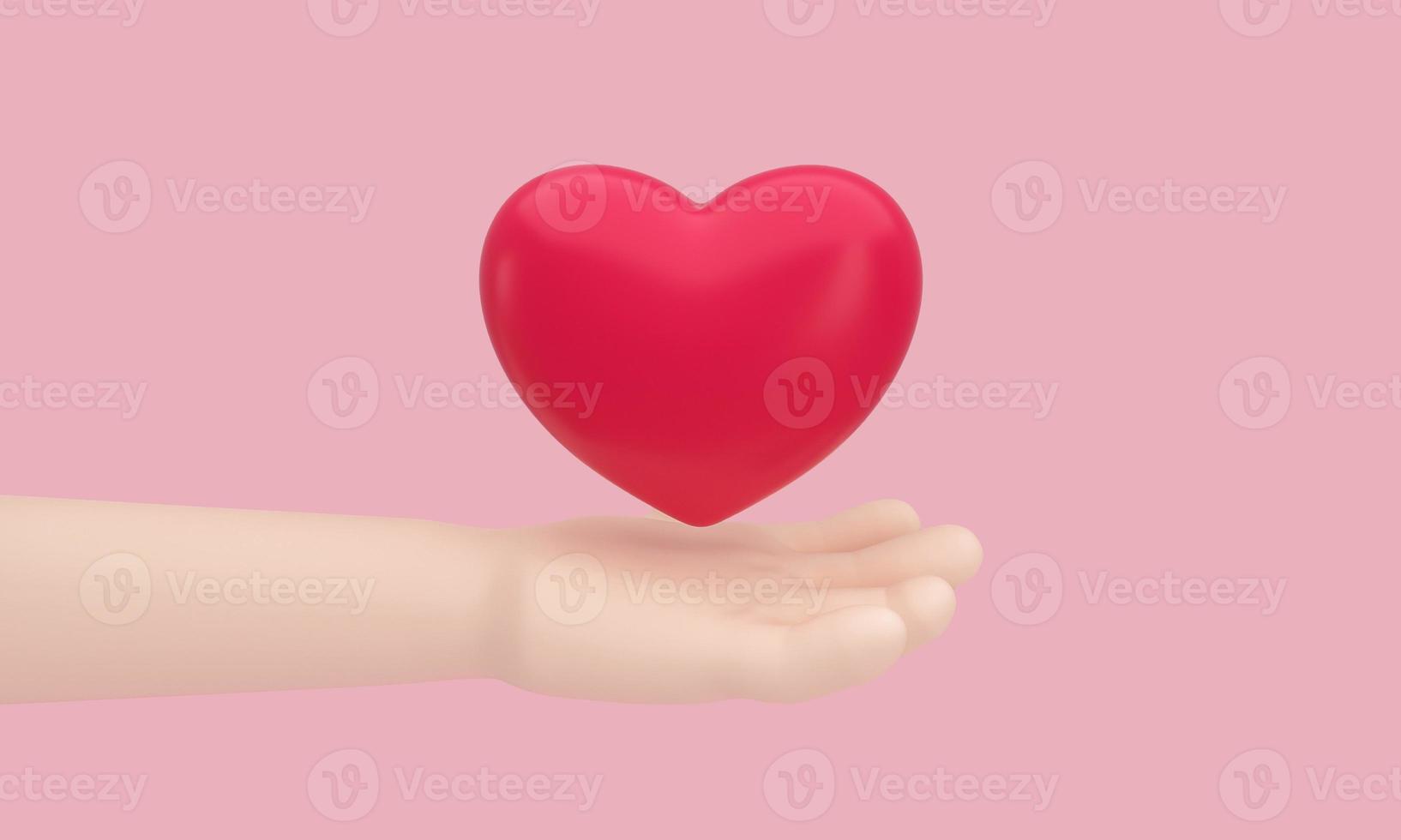 A heart on hand on pink background for Happy Mother's or Valentine's Day greeting card design. photo