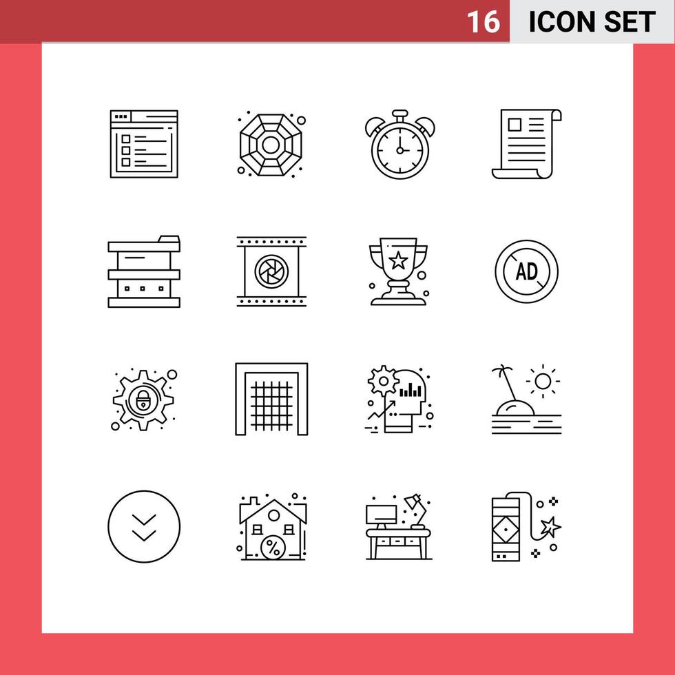 16 Creative Icons Modern Signs and Symbols of biochemistry office alarm file data Editable Vector Design Elements