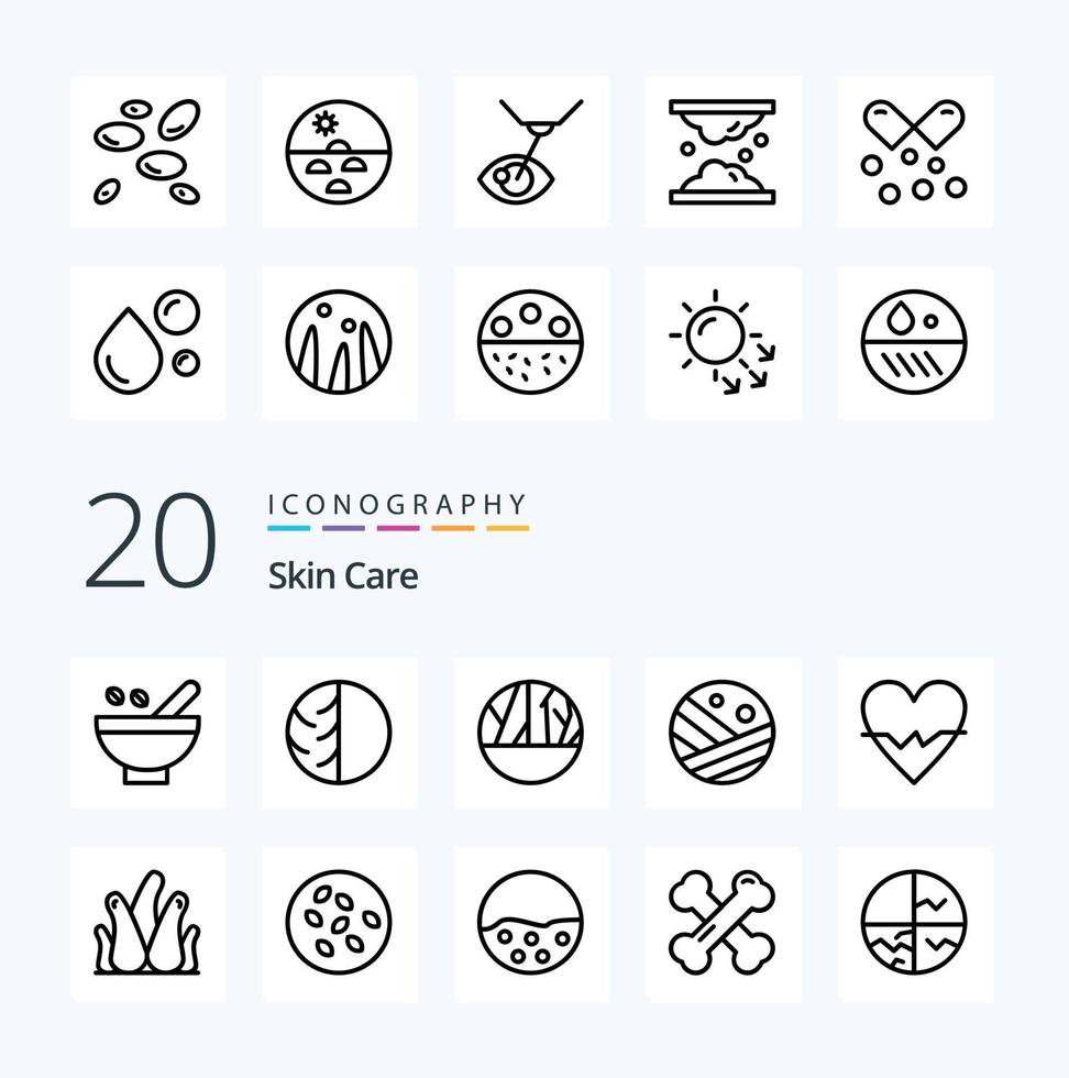 20 Skin Line icon Pack like moisturizer skin infection dry skin infection skin protection vector