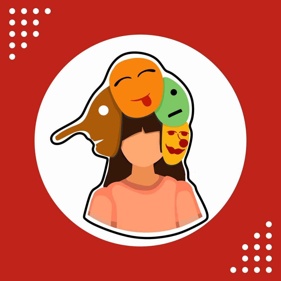 human with many face in flat design illustration vector