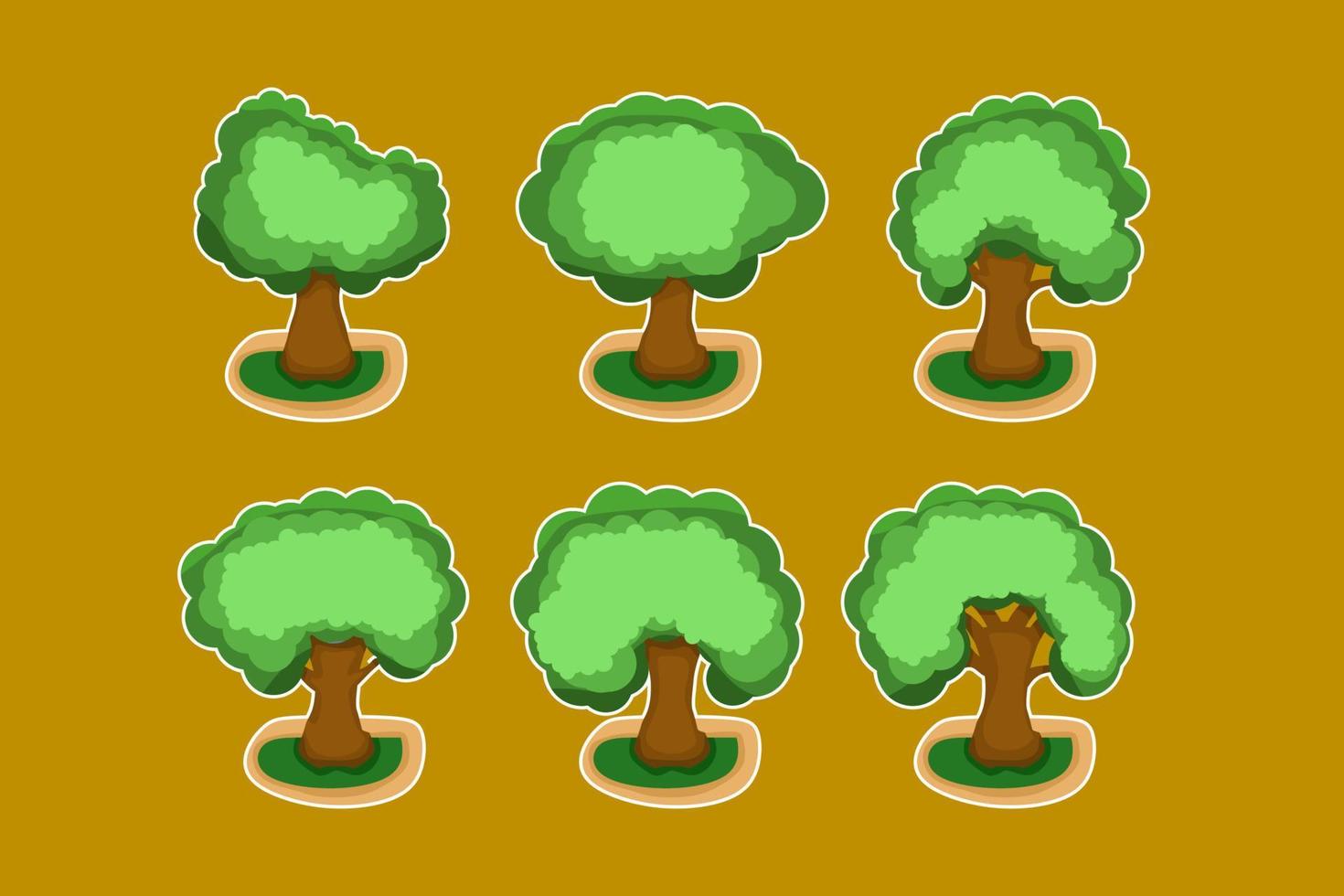 a set oak tree logo in flat design vector