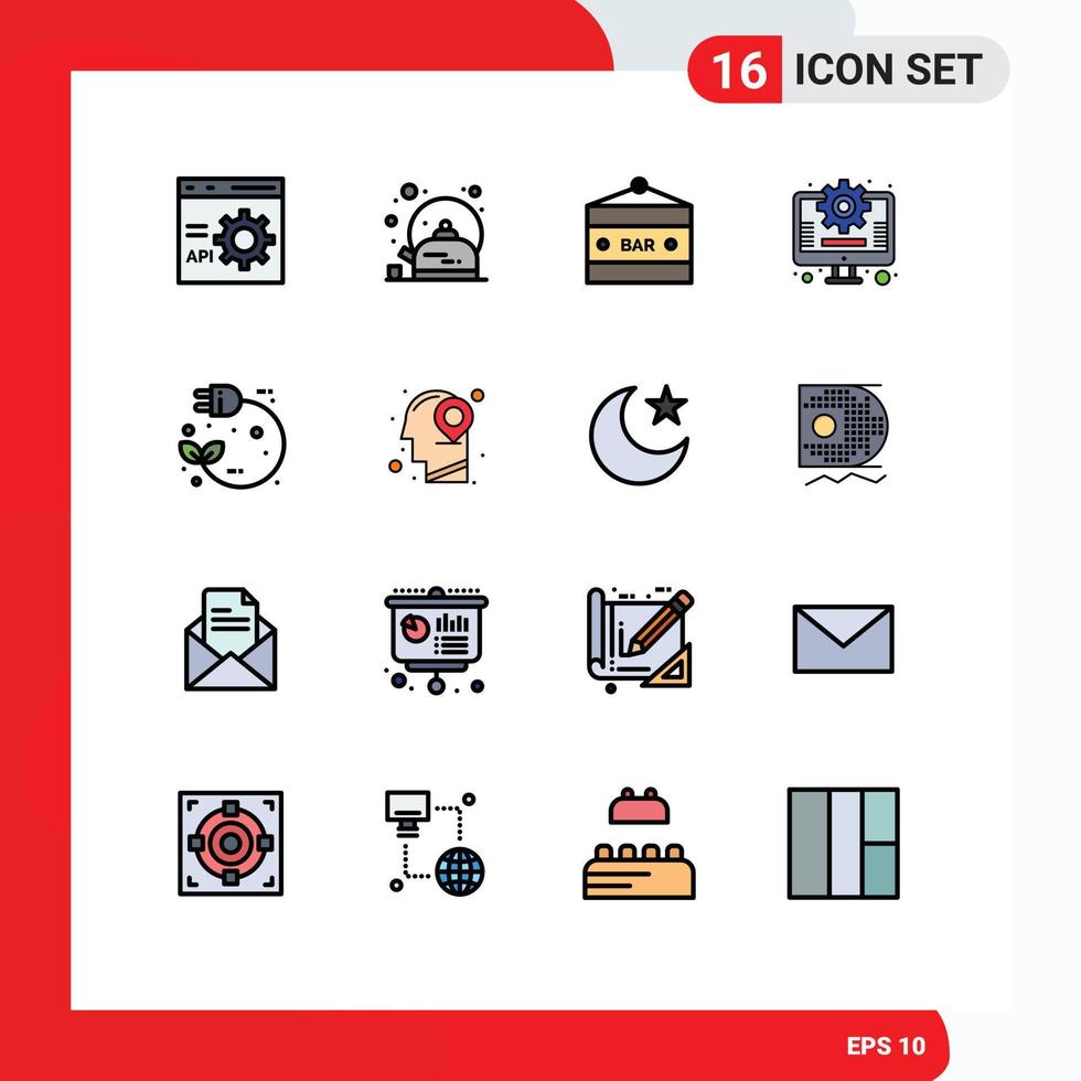 16 Creative Icons Modern Signs and Symbols of eco management cup business entertainment Editable Creative Vector Design Elements