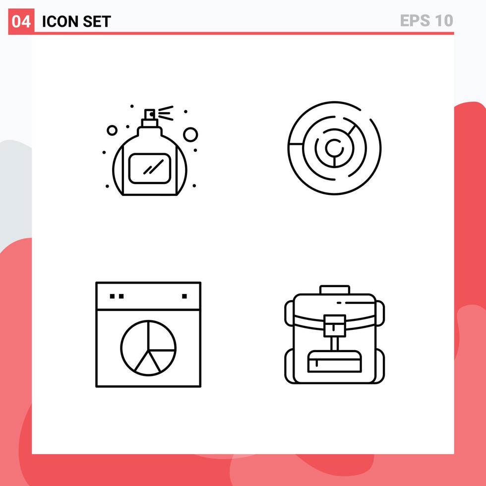 Stock Vector Icon Pack of 4 Line Signs and Symbols for bottle layout circle maze ui Editable Vector Design Elements