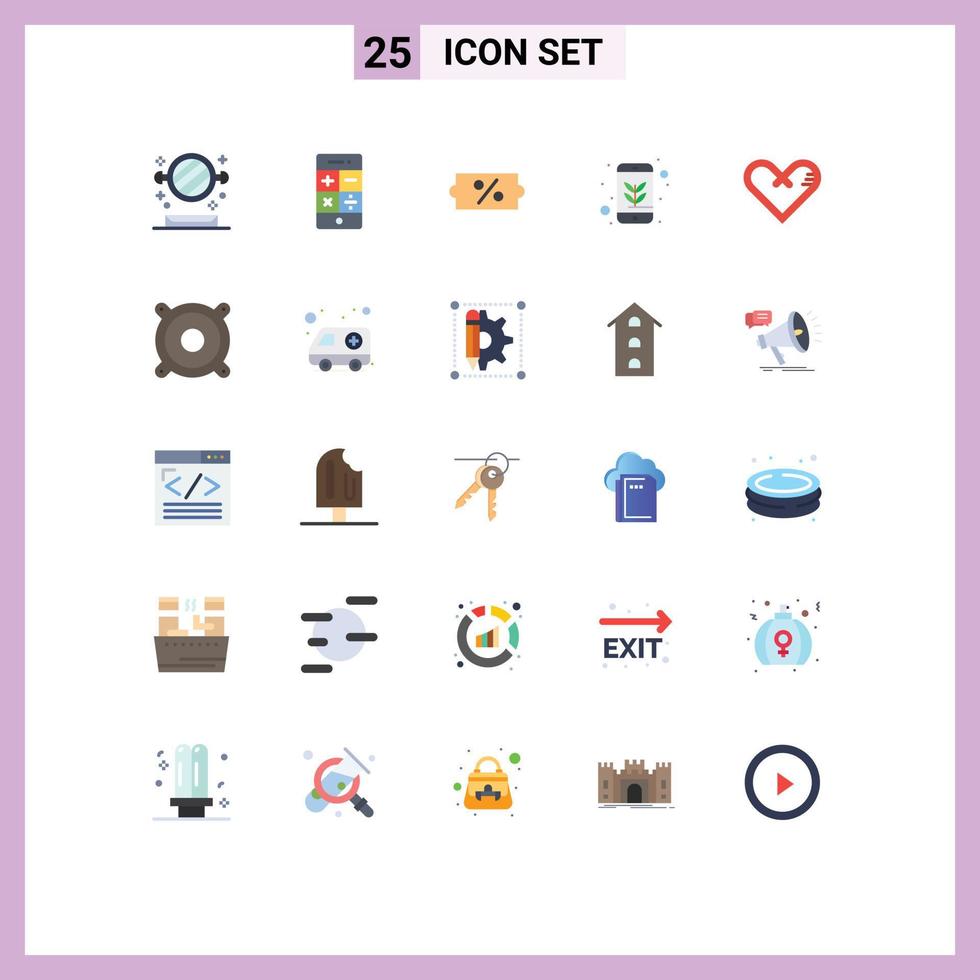 Stock Vector Icon Pack of 25 Line Signs and Symbols for like heart discount mobile environmental protection Editable Vector Design Elements