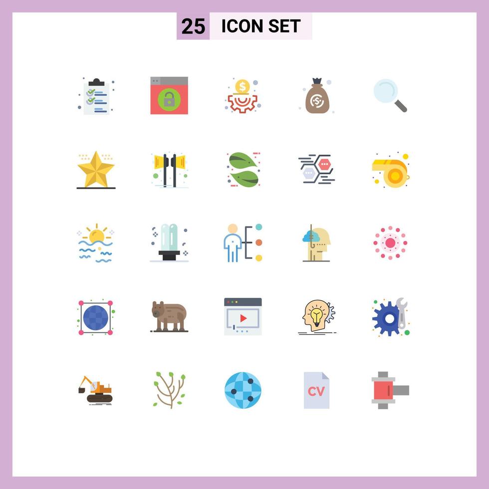 conjunto de 25 iconos de ui modernos símbolos signos para ver encontrar desbloquear bolsa de dinero elementos de diseño vectorial editables vector