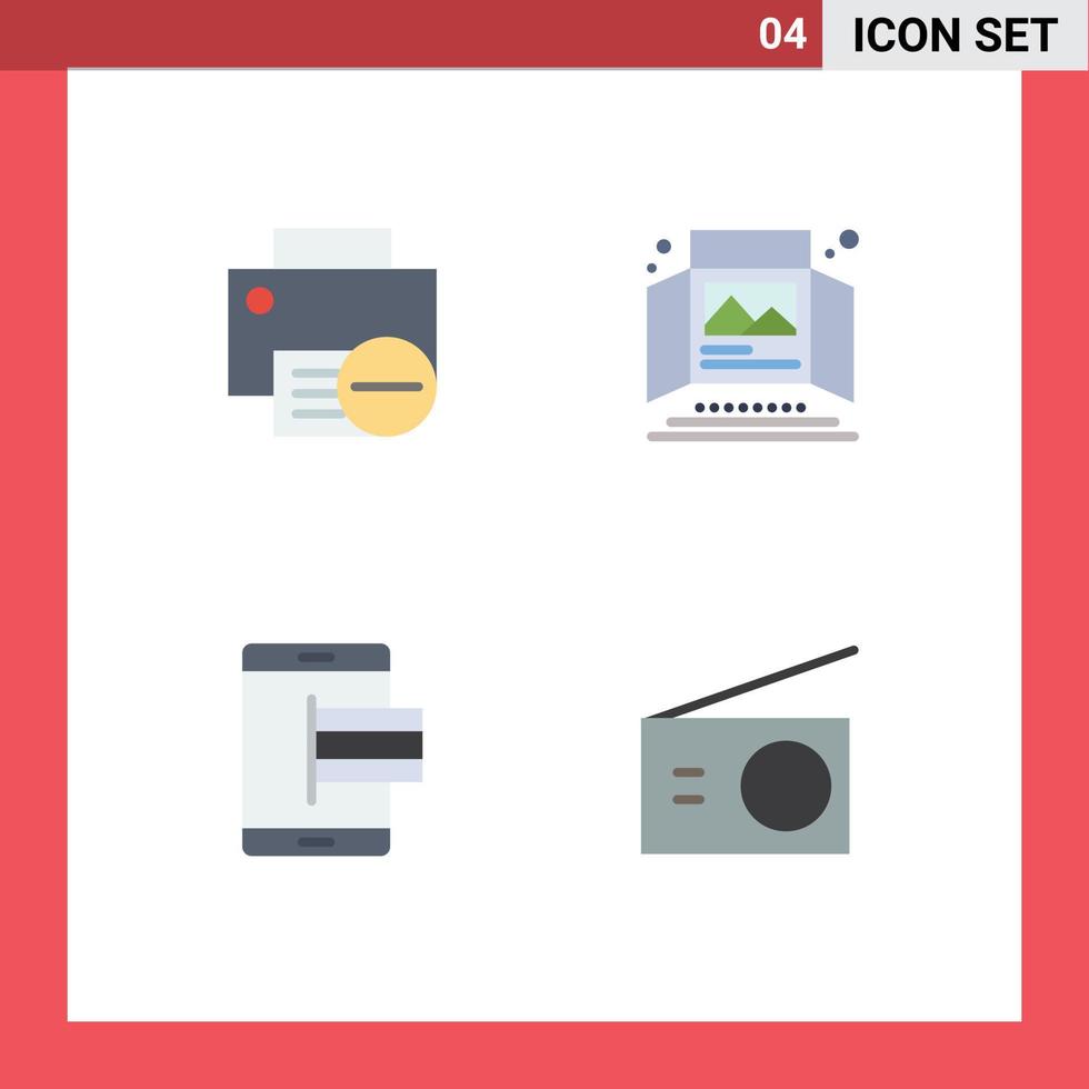 Pack of 4 creative Flat Icons of computers tabletop display hardware advertisement e Editable Vector Design Elements