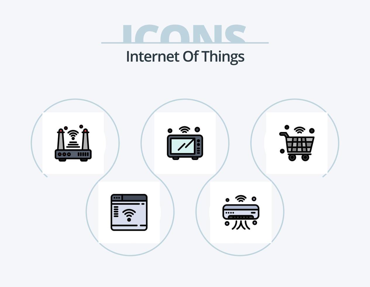 Internet Of Things Line Filled Icon Pack 5 Icon Design. credit. device smart. headphone. closed. cctv vector