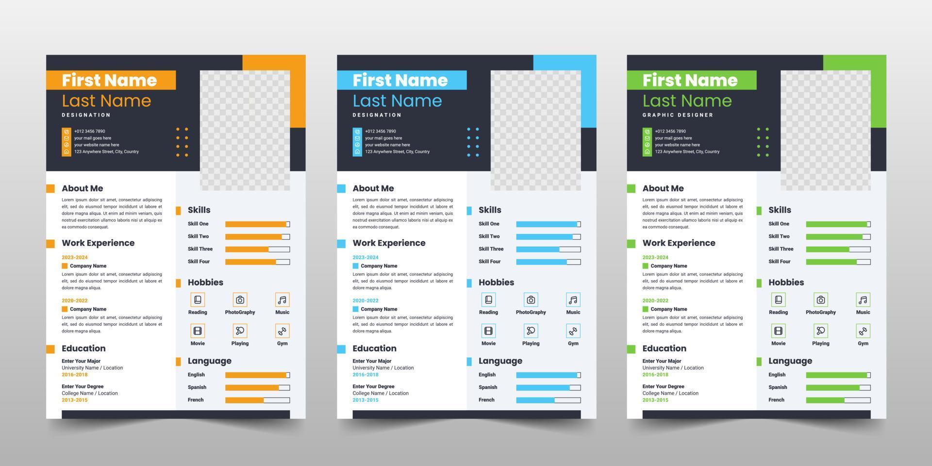 currículum moderno o plantilla de cv vector