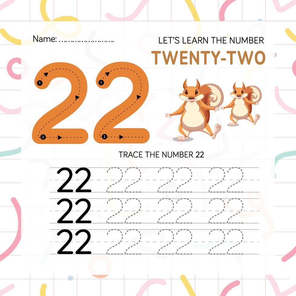 Numbers worksheet for kids, tracing numbers step by step from scratch vector