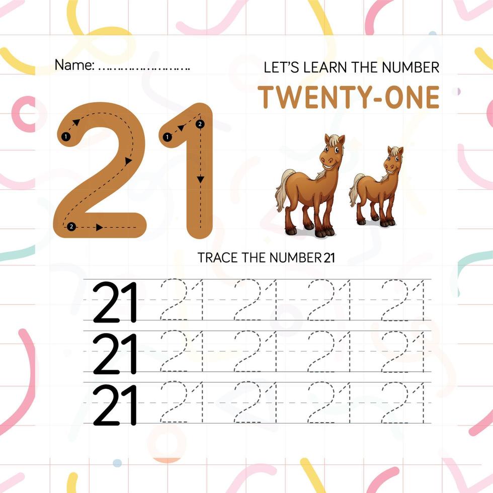 Numbers worksheet for kids, tracing numbers step by step from scratch vector