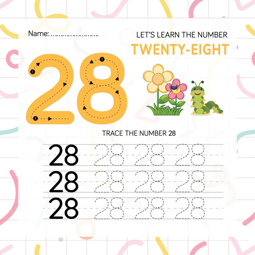 Numbers worksheet for kids, tracing numbers step by step from scratch vector