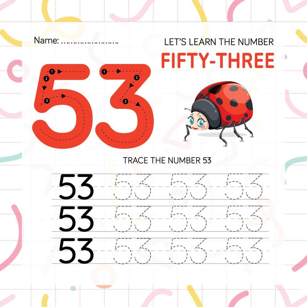 Numbers worksheet for kids, tracing numbers step by step from scratch vector