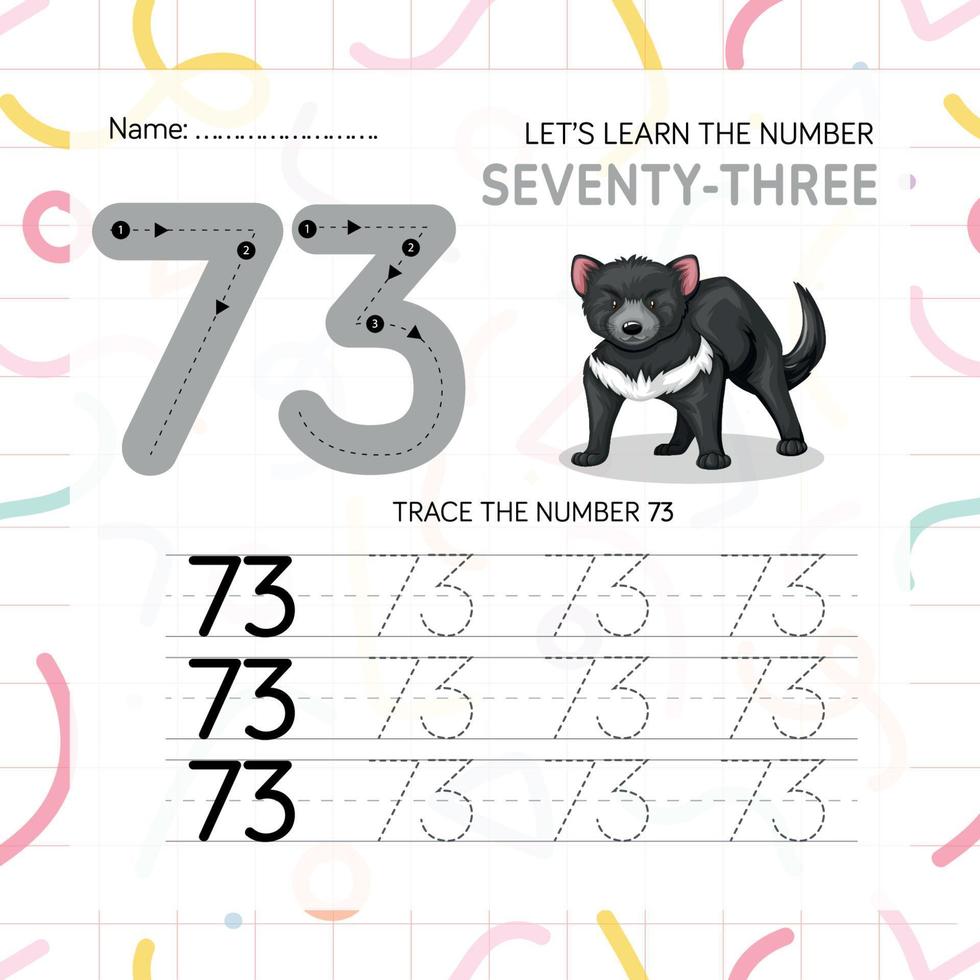 Numbers worksheet for kids, tracing numbers step by step from scratch vector