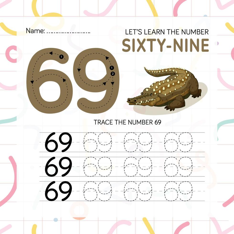 Numbers worksheet for kids, tracing numbers step by step from scratch vector