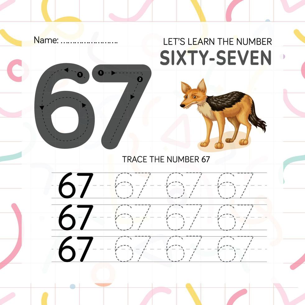 Numbers worksheet for kids, tracing numbers step by step from scratch vector