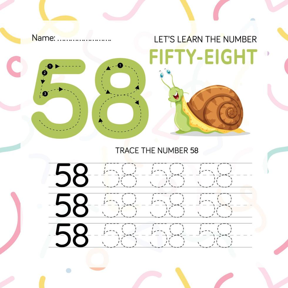 Numbers worksheet for kids, tracing numbers step by step from scratch vector