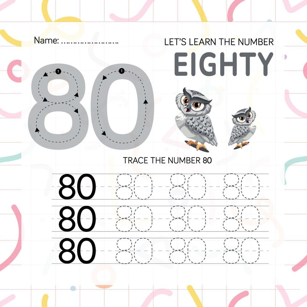 Numbers worksheet for kids, tracing numbers step by step from scratch vector