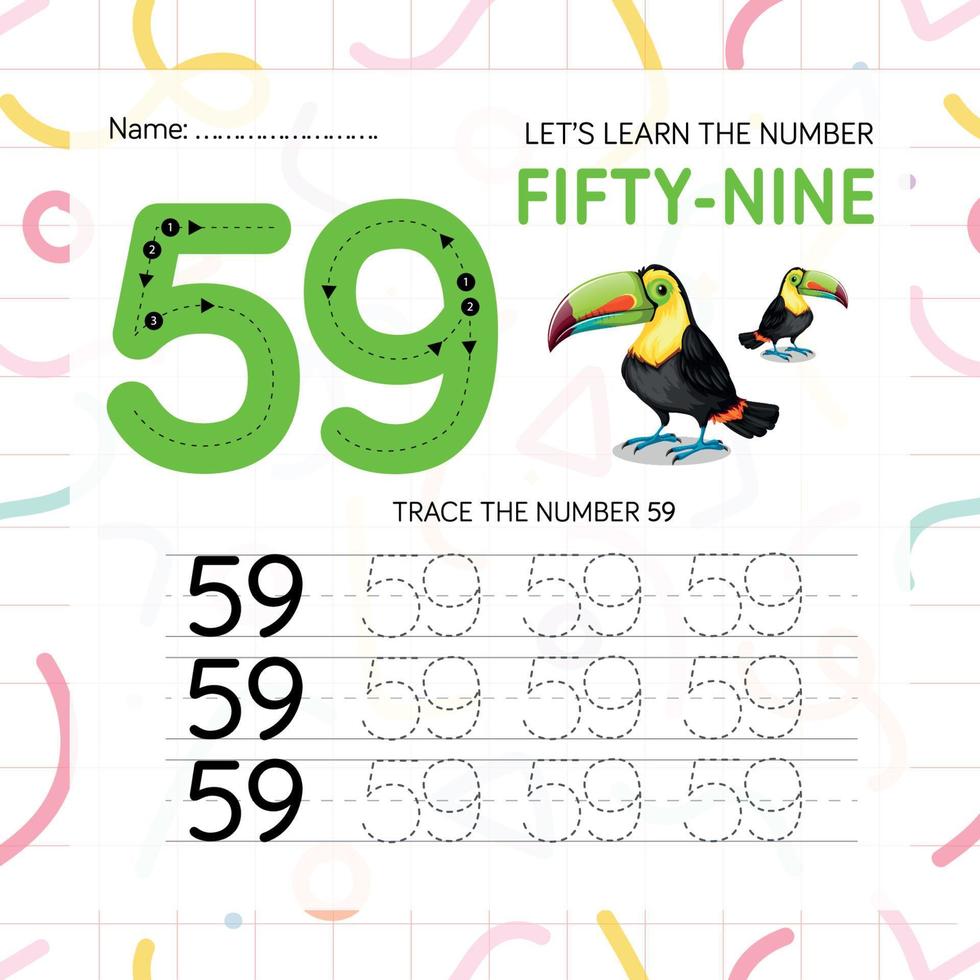 Numbers worksheet for kids, tracing numbers step by step from scratch vector