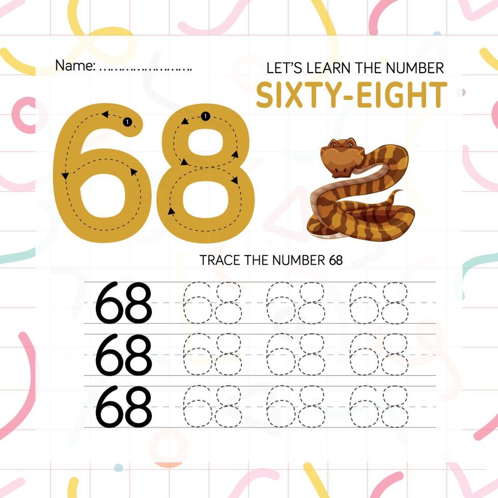 Numbers worksheet for kids, tracing numbers step by step from scratch vector