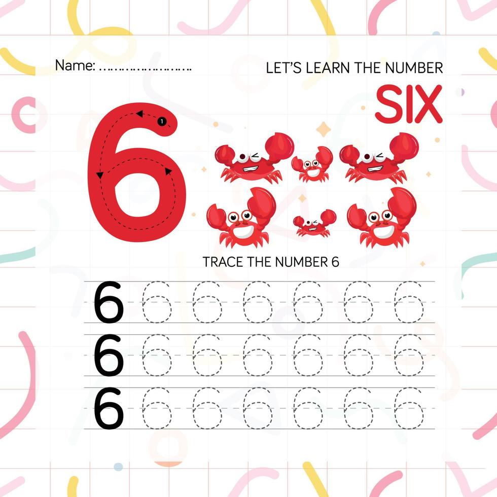 Numbers worksheet for kids, tracing numbers step by step from scratch vector