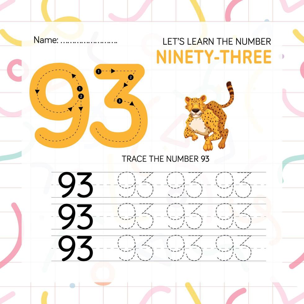 Numbers worksheet for kids, tracing numbers step by step from scratch vector