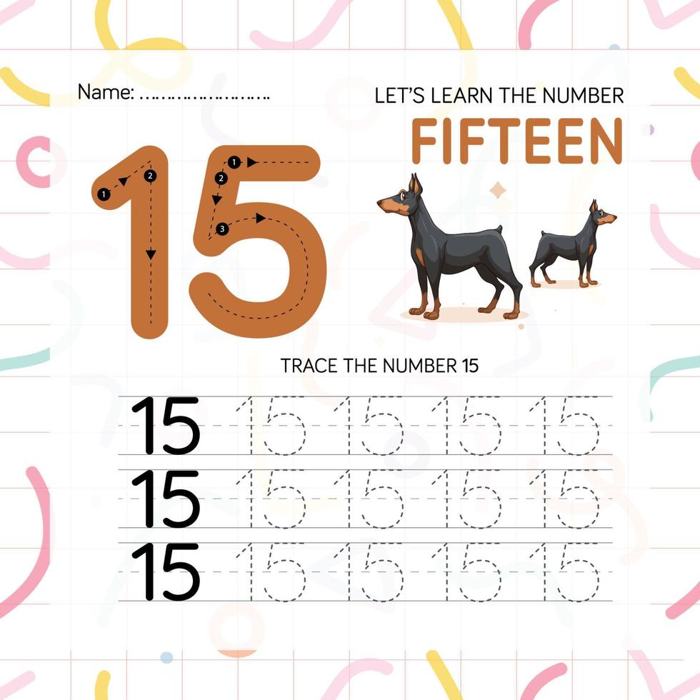 Numbers worksheet for kids, tracing numbers step by step from scratch vector