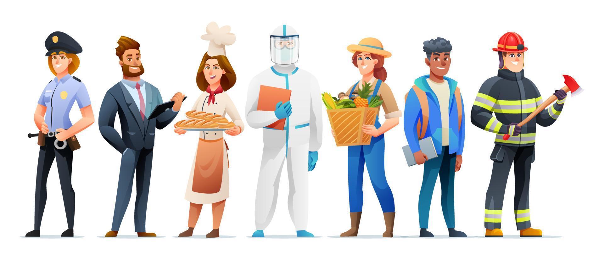 People of different occupation profession characters illustration vector