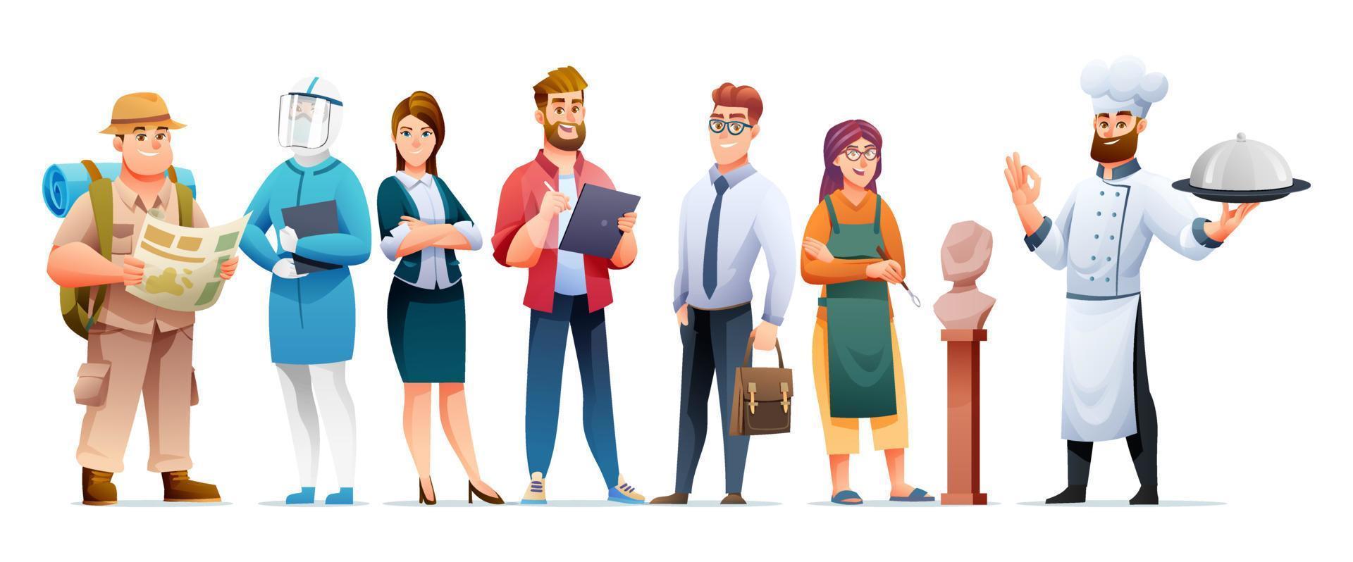 Group of people from different profession characters vector illustration