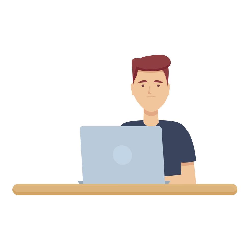 Desk programming icon cartoon vector. Computer project vector