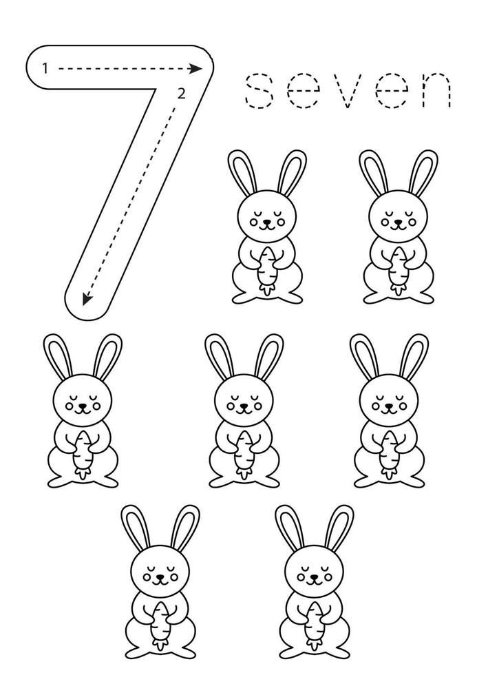 Flashcard number 6. Preschool worksheet. Easter worksheet. vector