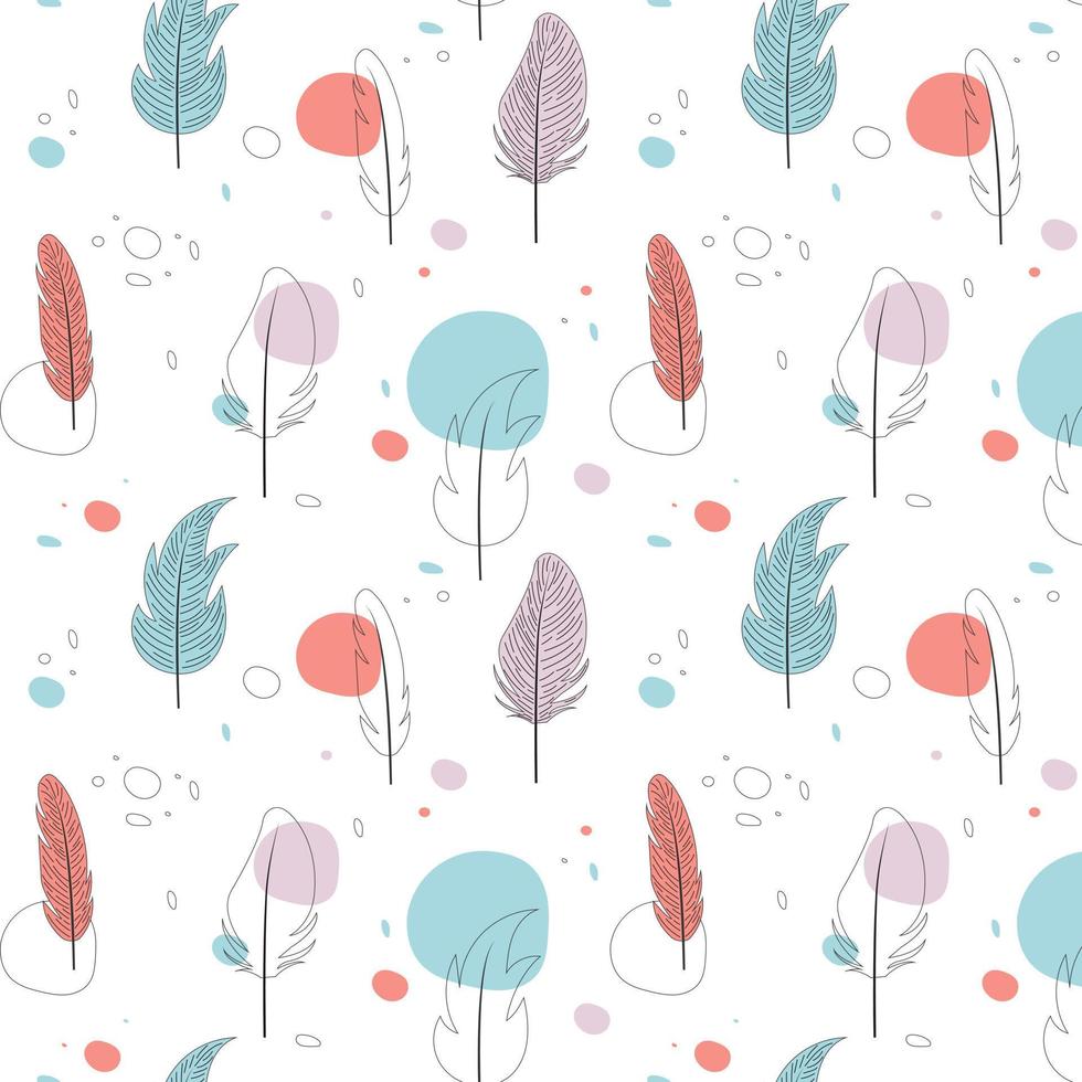 Pattern with feathers in Scandinavian style. Vector illustration.