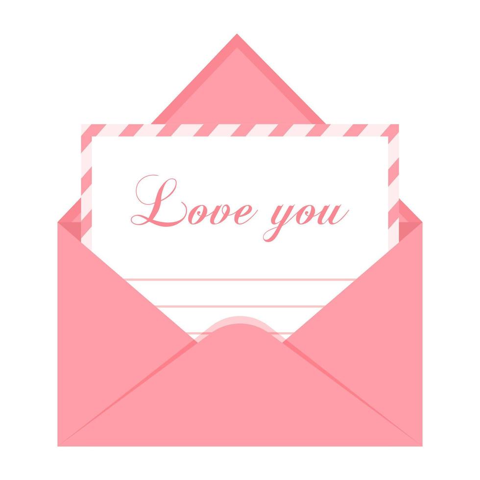 Pink love envelope with a letter. Vector illustration.