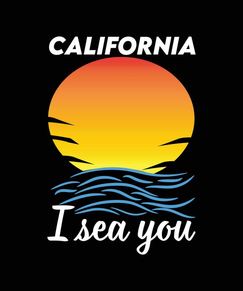 california yo te mar. diseño de camiseta. vector