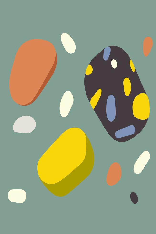 colorful abstract stone plant pebble mosaic nature wall art print poster vector