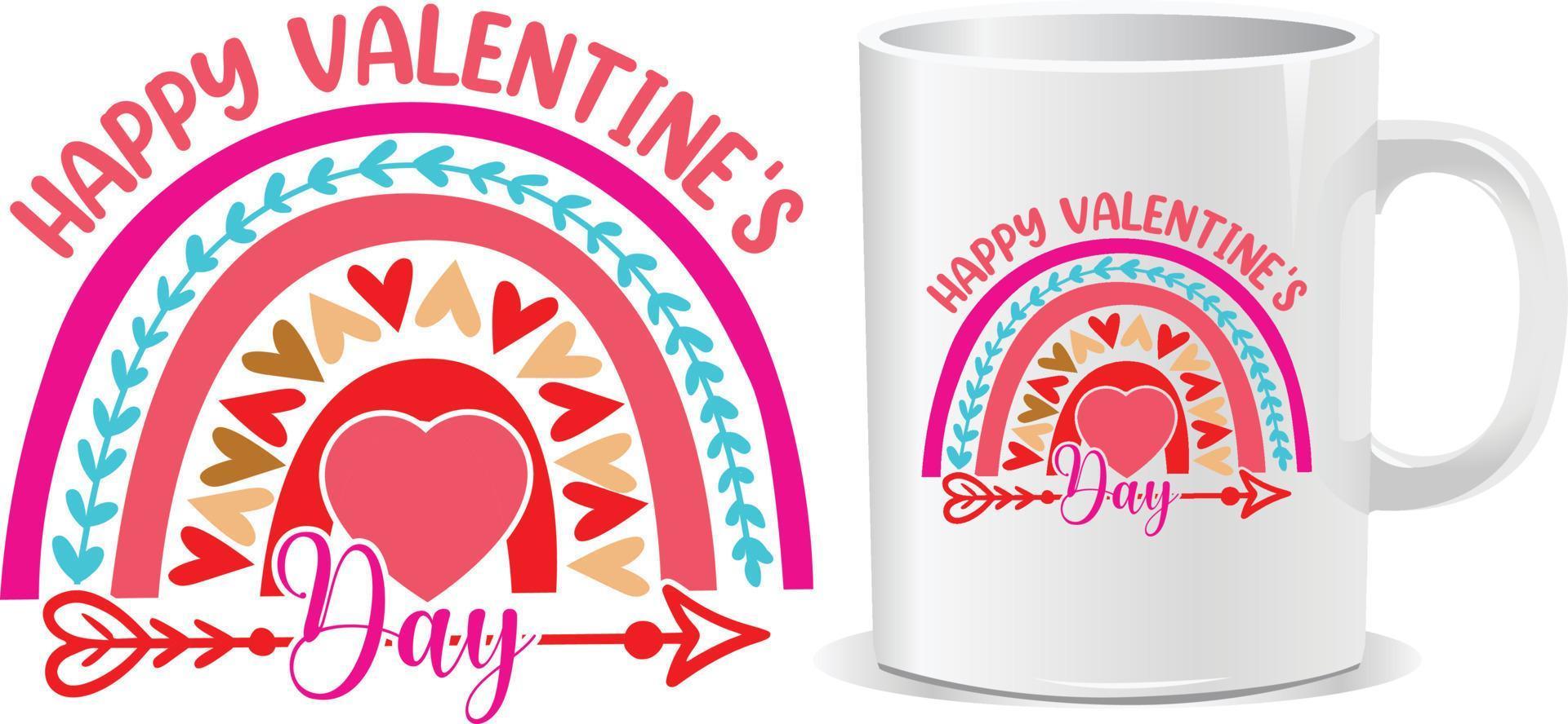 Happy valentine's day quotes mug design vector