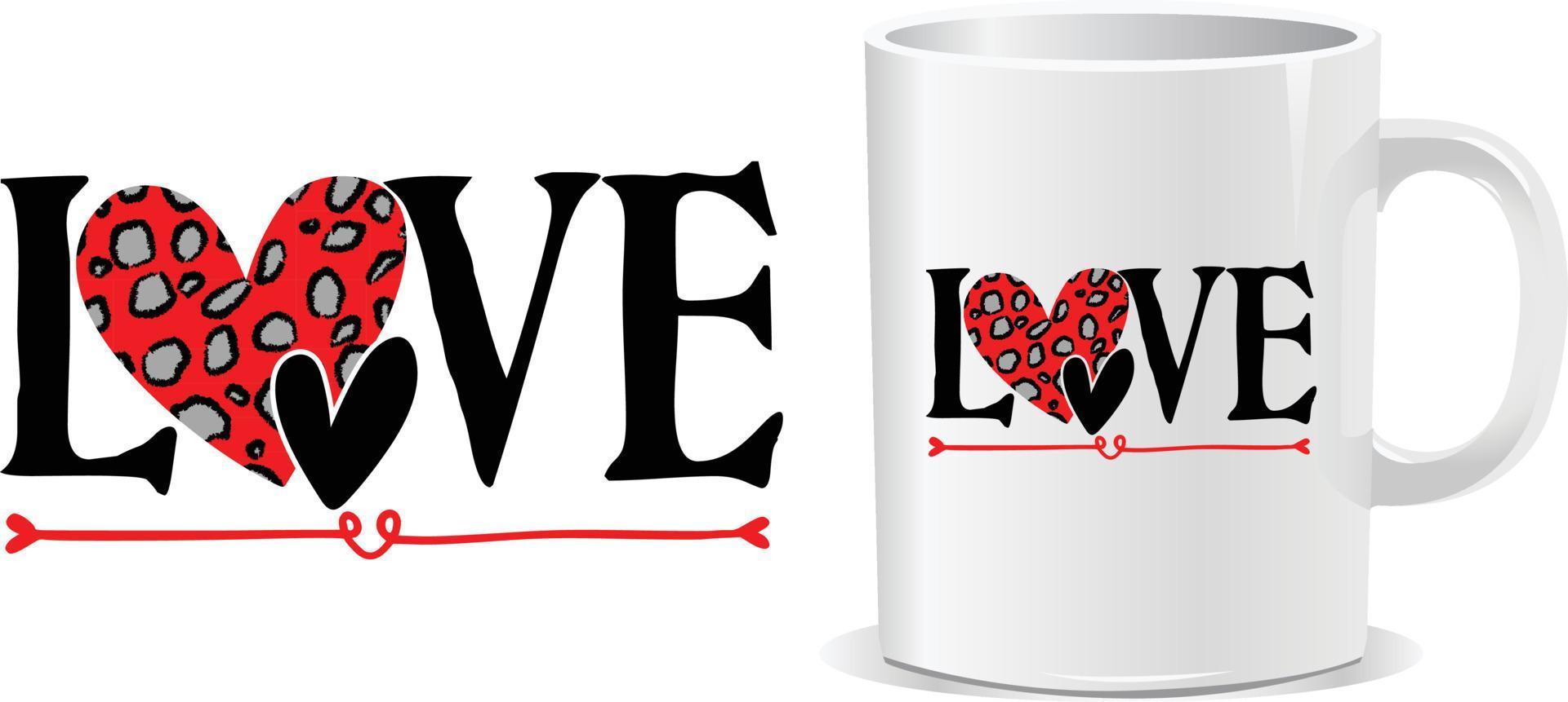 LOVE Happy valentine's day quotes mug design vector