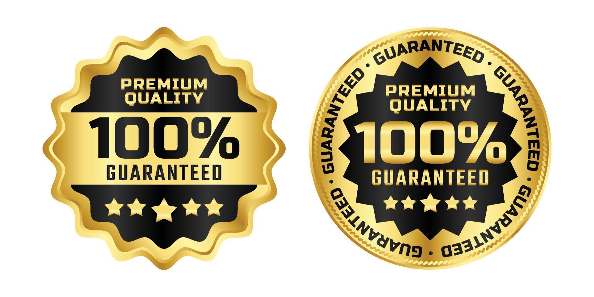 Guaranteed badge logo vector with black and gold color for product label