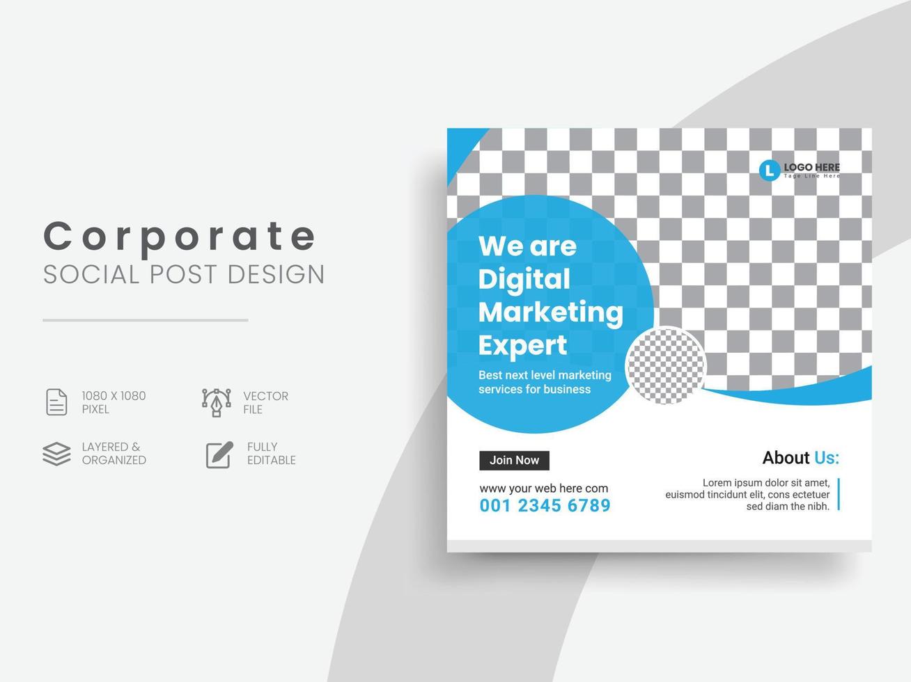 Creative square corporate social media post layout design template. Vol - 02 vector